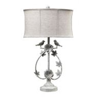 Dimond Lighting Dimond 113-1134 Linen Shade French Country Two Birds Iron Table Lamp