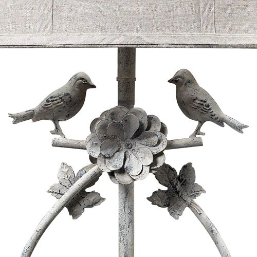  Dimond Lighting Dimond 113-1134 Linen Shade French Country Two Birds Iron Table Lamp