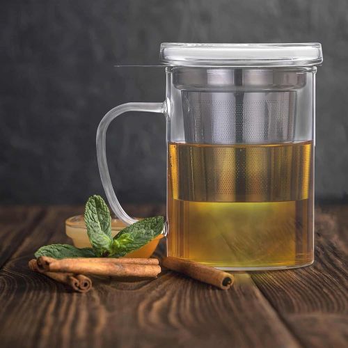  [아마존베스트]Dimono Tea Maker Dexlue with Tea Filter, Tea Strainer and Lid - Tea Maker & Tea Cup in One - 16 oz