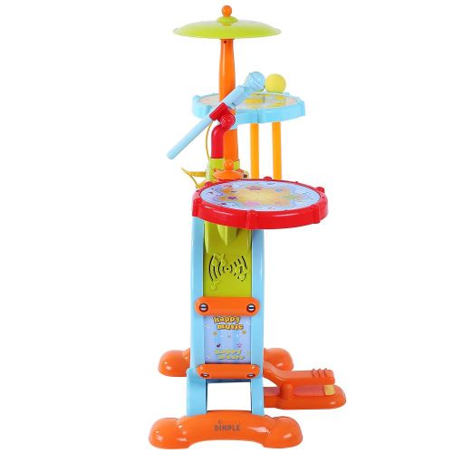  Electric Big Toy Drum Set For Kids By Dimple - Comes with Microphone Pedal n Stool - Pre Recorded Songs instruments music Lights n Sounds - Best Fun Playset for Boys n Girls - Grea