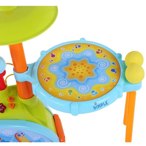  Electric Big Toy Drum Set For Kids By Dimple - Comes with Microphone Pedal n Stool - Pre Recorded Songs instruments music Lights n Sounds - Best Fun Playset for Boys n Girls - Grea