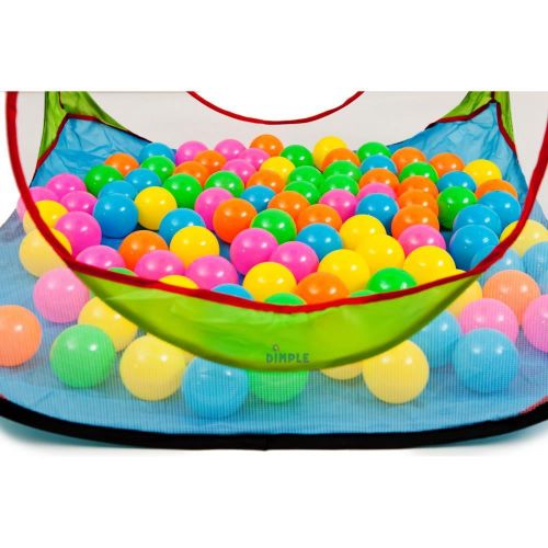  Dimple Kids Mesh Pop Up Playhouse Tent and Ball Pit with Basketball Hoop & 100 Colorful Balls