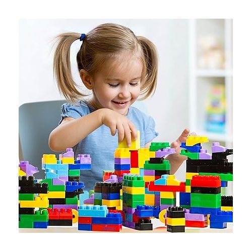  Dimple Large Building Blocks for Toddlers/Kids Stackable, Multi-Colored, Interlocking Toys Safe, Non-Toxic Plastic Bright Colors, Waterproof Boys & Girls Age 3+ (300 Pieces) for Kids