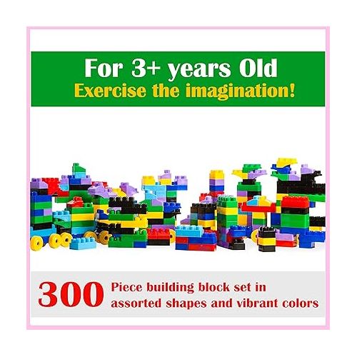  Dimple Large Building Blocks for Toddlers/Kids Stackable, Multi-Colored, Interlocking Toys Safe, Non-Toxic Plastic Bright Colors, Waterproof Boys & Girls Age 3+ (300 Pieces) for Kids