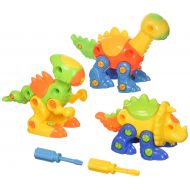 Dinosaur Take Apart Toy Set for Kids by Dimple - Premium pack of 3 Educational Build Your Own Dino Toys, (106 pieces) Top Construction Toy for Boys Girls & Toddlers, Great Christma
