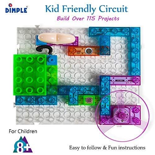  Dimple Lectrixs Science Electronic Building Circuit Kits Which Lights up & Makes Sound, Innovative Learning Center Toys DIY Kids Friendly Circuit Kit (34 Piece Set with 115 Project