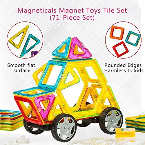  Dimple Magneticals 71 Piece Set Magnet Building Tiles 3D Building Tile Set, Create and Learn Promote Early Learning, Creativity beyond Imagination, Inspirational, Recreational, Top-Rated