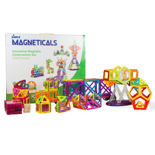  Dimple Magneticals 198 Pieces Creative Magnetic Building Blocks Set, 3D Building Construction Tile Set, STEM Educational Toy, Improve Hand-Eye Coordination, Top-Rated Toy for Girls and Bo