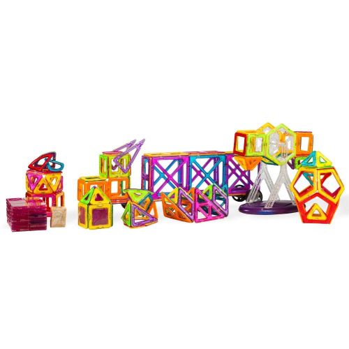  Dimple Magneticals 198 Pieces Creative Magnetic Building Blocks Set, 3D Building Construction Tile Set, STEM Educational Toy, Improve Hand-Eye Coordination, Top-Rated Toy for Girls and Bo