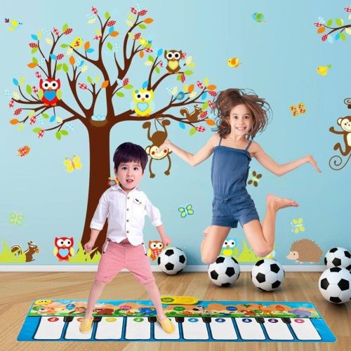  [아마존베스트]Keyboard Playmat 54 Large Piano Musical Mat - 10 Large Touch Piano Keys - Plays 10 Popular Childrens Songs and Nursery Rhymes, Play Mode, Learning Mode, Adjustable Volume and Tempo