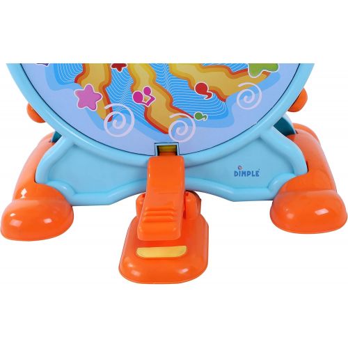  [아마존베스트]Dimple Electric Big Toy Drum Set for Kids with Movable Working Microphone to Sing and a Chair - Tons of Various Functions and Activity, Bass Drum and Pedal with Drum Sticks (Adjust