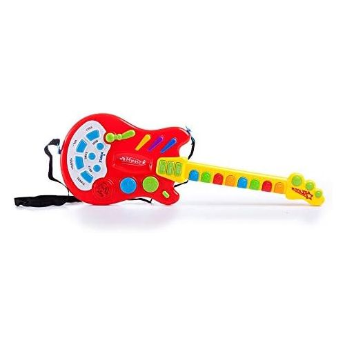  [아마존베스트]Dimple Toy Electric Guitar with Over 20 Interactive Buttons, Levers & Modes with Sound & Lights