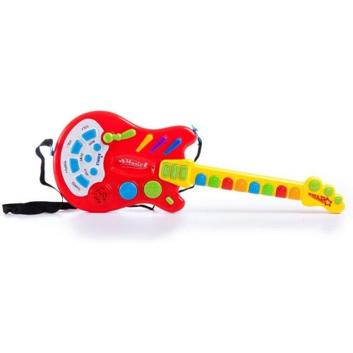  [아마존베스트]Dimple Toy Electric Guitar with Over 20 Interactive Buttons, Levers & Modes with Sound & Lights