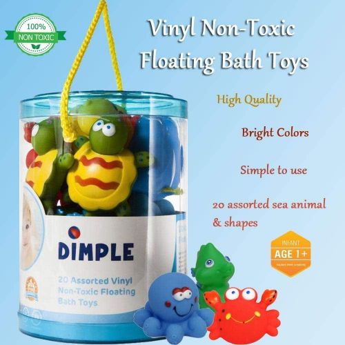  Dimple Set of 20 Floating Bath Toys, Sea Animals Squirter Toys for Boys & Girls, Assorted Sea Animals Friends, Squeeze to Spray! Tons of Fun, Great for Kids & Toddlers