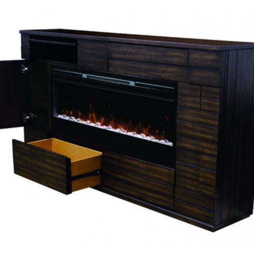  Dimplex DIMPLEX Electric Fireplace, TV Stand, Media Console, Space Heater and Entertainment Center with Glass Ember Bed and Storage Set in Tamarind Finish - Markus #GDS50G5-1559BT