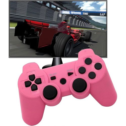  [아마존베스트]Dimrda PS3 Controller Wireless PS 3 Remote Controller Bluetooth for Playstation 3 Controller Wireless Game Joystick with Charging Cables Pink 2 Pack