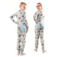 Dinosaur Union Suit Boys & Girls one piece Pajamas T-Rex on Rear Flap by Big Feet Pajamas