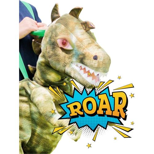 Girls Step In Ride On Light & Sound Dinosaur Jurassic Carnival Fancy Dress Costume Outfit (3-5)