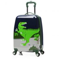 Children Rolling Suitcase Animal Cartoon Dinosaur Pattern Carry On With Universal Wheels 18 in Travel Luggage Case (Dinosaur, 18)