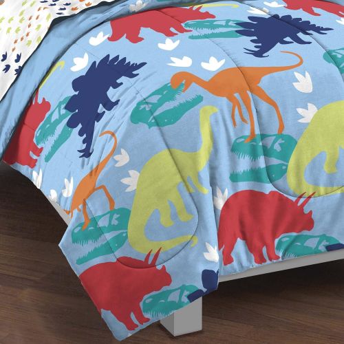  Dinosaurs Dream Factory Dinosaur Prints Boys Comforter Set, Multi-Colored, Twin