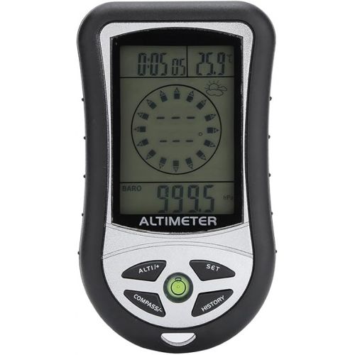  Dioche Barometer Altimeter, Multi-Function Digital Altimeter, Black Weather Forecast Hand-Hold Hiking Flashlight Altimeter for Outdoor Hiking