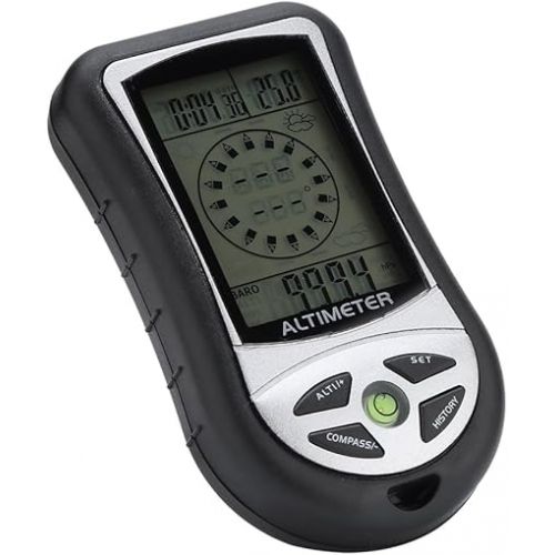  Dioche Barometer Altimeter, Multi-Function Digital Altimeter, Black Weather Forecast Hand-Hold Hiking Flashlight Altimeter for Outdoor Hiking