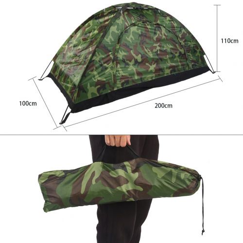  Dioche Camping Pop Up Zelt, Wasserdicht Eine Person Zelt Outdoor Camouflage UV-Schutz fuer Camping Wandern 200 * 100 * 100 cm