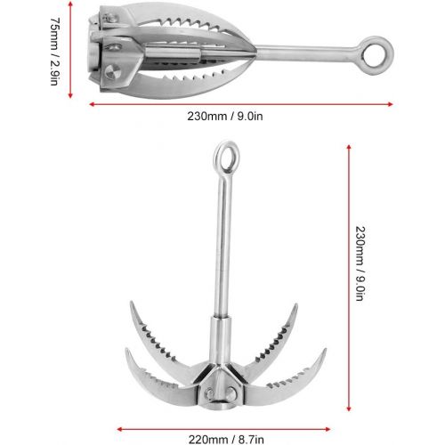  [아마존베스트]Dioche Grappling Hook, Stainless Steel Folding Grappling Hook Rock Climbing Claw Survival Tool Equipment