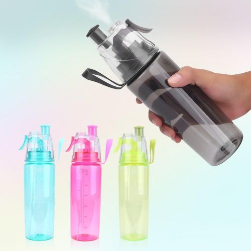  Dioche Plastic Water Bottle, 600ML Wide Mouth Portable Spray-Head Anti-Leak Water Bottle for Sports School Cycling Gym Yoga