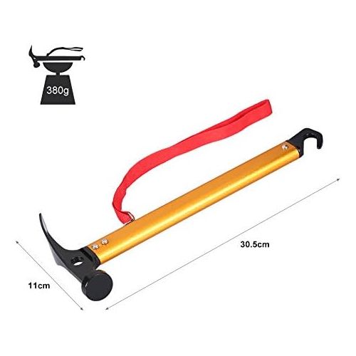  Dioche Tent Peg Puller, Portable Aluminium Alloy Handle Outdoor Camping Hammer, Tent Peg Stake Puller Multi-Functional Camping Tool