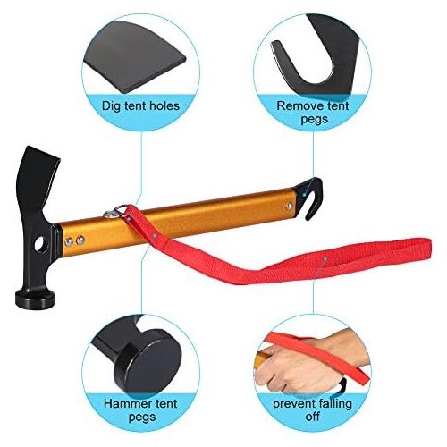  Dioche Tent Peg Puller, Portable Aluminium Alloy Handle Outdoor Camping Hammer, Tent Peg Stake Puller Multi-Functional Camping Tool