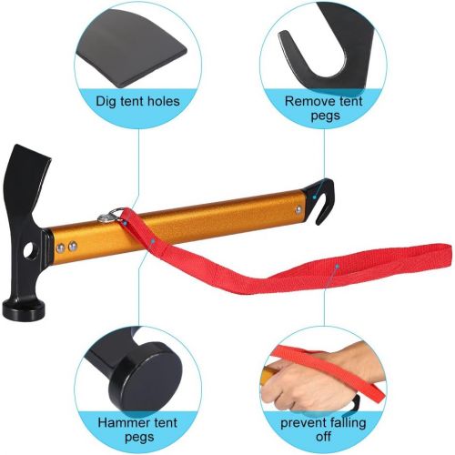  Dioche Tent Peg Puller, Portable Aluminium Alloy Handle Outdoor Camping Hammer, Tent Peg Stake Puller Multi-Functional Camping Tool
