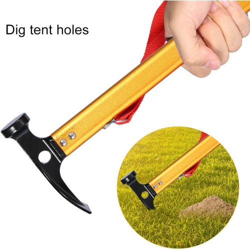  Dioche Tent Peg Puller, Portable Aluminium Alloy Handle Outdoor Camping Hammer, Tent Peg Stake Puller Multi-Functional Camping Tool