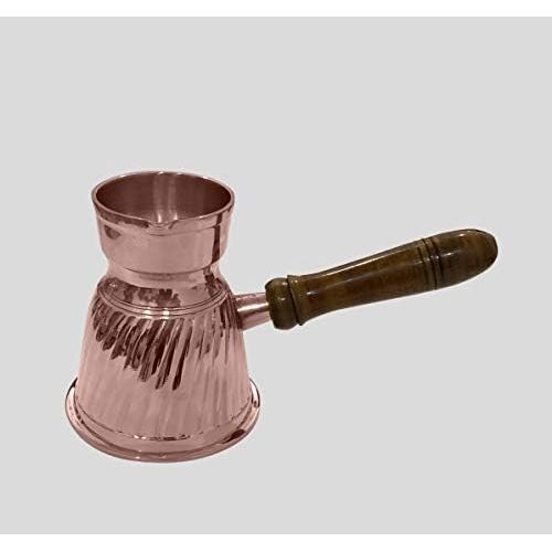  diollo 3.7 Inch Stripes Brass Turkish Greek Arabic Coffee Pot Stovetop Coffee Maker Kahwa Maker Tibetan Mugs 4 Oz Copper