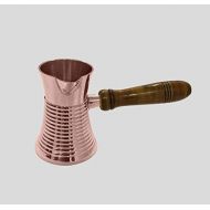 diollo 3.7 Inch Stripes Brass Turkish Greek Arabic Coffee Pot Stovetop Coffee Maker Kahwa Maker Kashmiri Kahwa Kettle Tibetan Mugs 4 Oz Copper