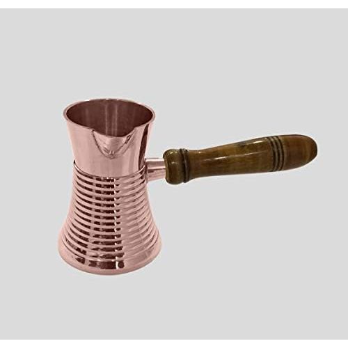  diollo 3.7 Inch Stripes Brass Turkish Greek Arabic Coffee Pot Stovetop Coffee Maker Kahwa Maker Kashmiri Kahwa Kettle Tibetan Mugs 4 Oz Copper