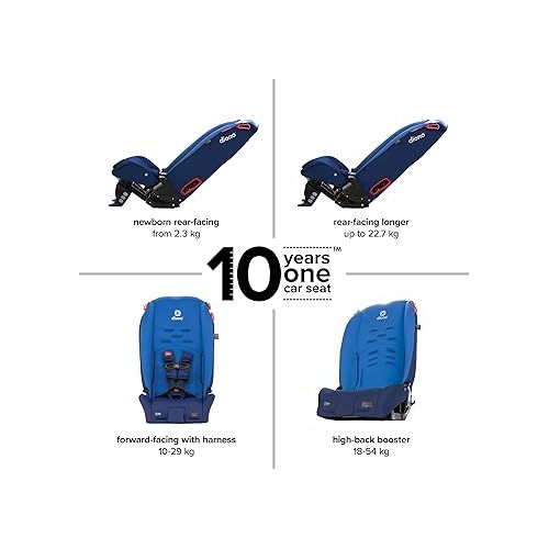  Diono Radian 3R, 3-in-1 Convertible Car Seat, Rear Facing & Forward Facing, 10 Years 1 Car Seat, Slim Fit 3 Across, Blue Sky