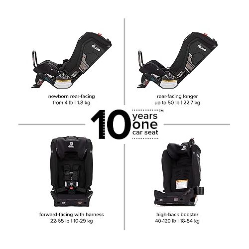  Diono Radian 3RXT SafePlus, 4-in-1 Convertible Car Seat, Rear and Forward Facing, SafePlus Engineering, 3 Stage Infant Protection, 10 Years 1 Car Seat, Slim Fit 3 Across, Black Jet