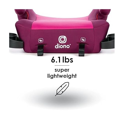 Diono Solana 2 XL 2022, Dual Latch Connectors, Lightweight Backless Belt-Positioning Booster Car Seat, 8 Years 1 Booster Seat, Pink