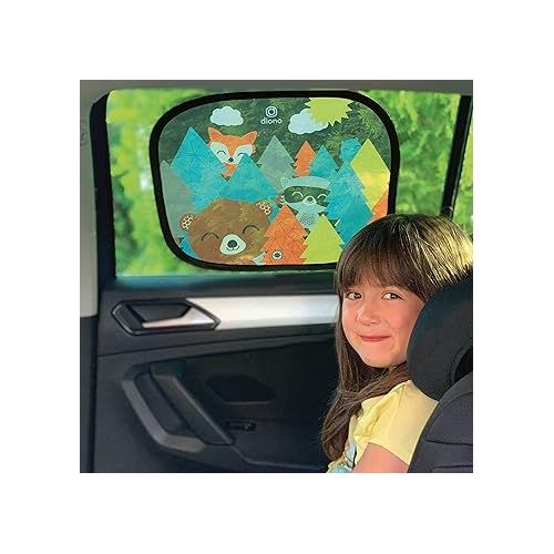  Diono Kids Character Car Window Shade 2 Pack - Cling Sunshade for Car Windows, Baby Side Window Car Sun Shades for Blocking Sun Glare, UV Rays