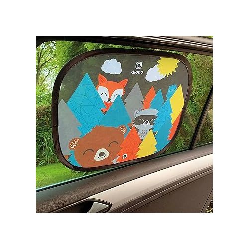  Diono Kids Character Car Window Shade 2 Pack - Cling Sunshade for Car Windows, Baby Side Window Car Sun Shades for Blocking Sun Glare, UV Rays