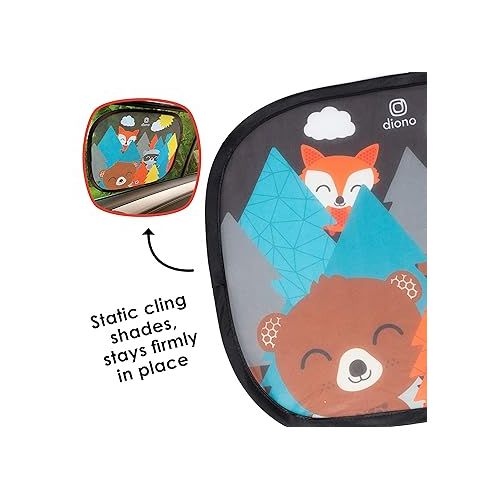  Diono Kids Character Car Window Shade 2 Pack - Cling Sunshade for Car Windows, Baby Side Window Car Sun Shades for Blocking Sun Glare, UV Rays