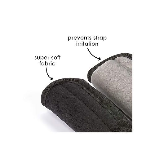  Diono Soft Wraps Car Seat Straps, Shoulder Pads for Baby, Infant, Toddler, 2 Pack Reversible Soft Seat Belt Cushion and Stroller Harness Covers Helps Prevent Strap Irritation, Black