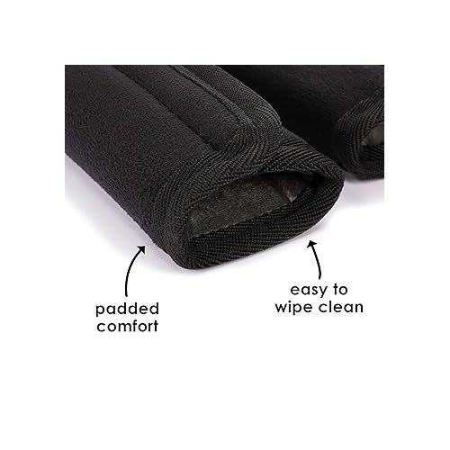  Diono Soft Wraps Car Seat Straps, Shoulder Pads for Baby, Infant, Toddler, 2 Pack Reversible Soft Seat Belt Cushion and Stroller Harness Covers Helps Prevent Strap Irritation, Black