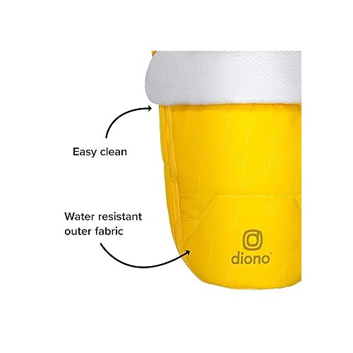  Diono Universal Newborn Pod for Sleeping with Temperature Regulation, Water Resistant Lining, Baby Head and Body Support. Easy to Adjust and Remove Stroller Footmuff for Baby, Yellow Sulphur