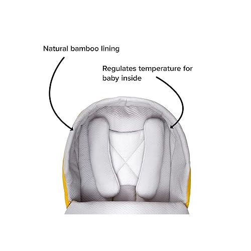  Diono Universal Newborn Pod for Sleeping with Temperature Regulation, Water Resistant Lining, Baby Head and Body Support. Easy to Adjust and Remove Stroller Footmuff for Baby, Yellow Sulphur