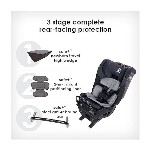  Diono Radian 3QX 4-in-1 Rear & Forward Facing Convertible Car Seat, Safe+ Engineering 3 Stage Infant Protection, 10 Years 1 Car Seat, Ultimate Protection, Slim Fit 3 Across, Black Jet
