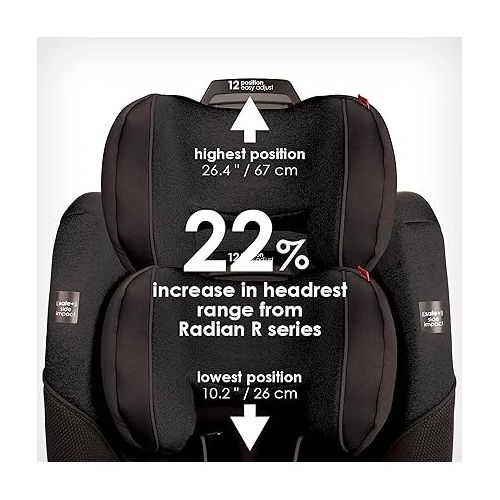  Diono Radian 3QX 4-in-1 Rear & Forward Facing Convertible Car Seat, Safe+ Engineering 3 Stage Infant Protection, 10 Years 1 Car Seat, Ultimate Protection, Slim Fit 3 Across, Black Jet