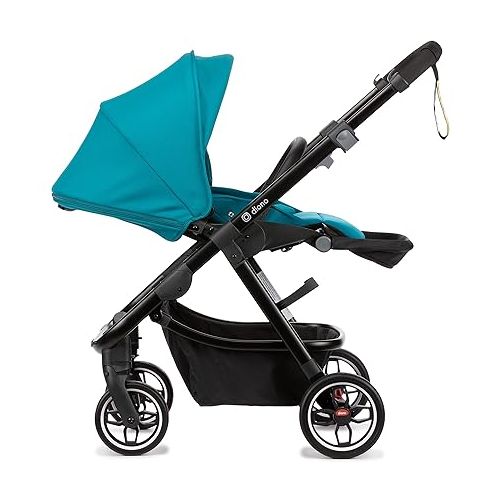  Diono Excurze Baby, Infant, Toddler Stroller, Perfect City Travel System Stroller and Car Seat Compatible, Adaptors Included Compact Fold, Narrow Ride, XL Storage Basket, Blue Turquoise
