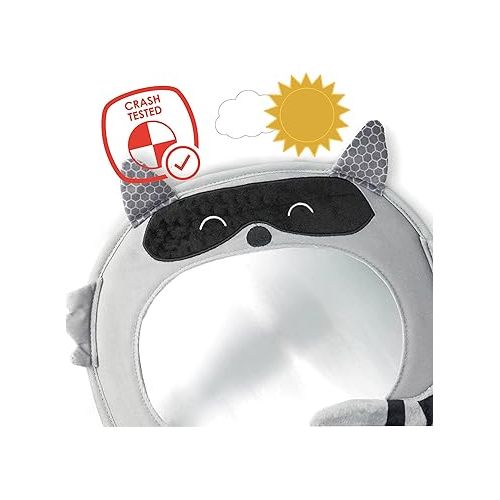  Diono Easy View Racoon Character Baby Car Mirror, Safety Car Seat Mirror for Rear Facing Infant, Fully Adjustable, Wide Crystal Clear View, Shatterproof, Crash Tested